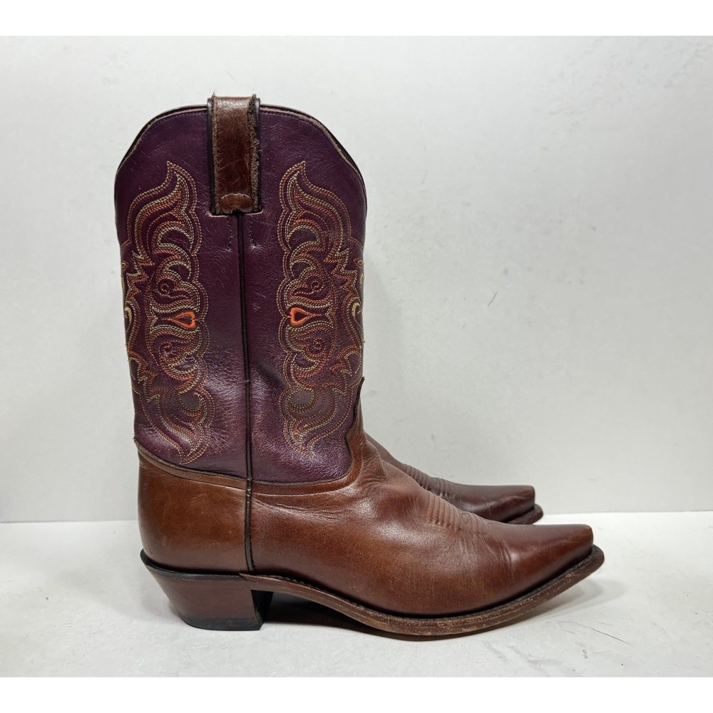 Tony Lama Brown Purple Western Cowboy Boots Style 5828l Womens Size 10 B